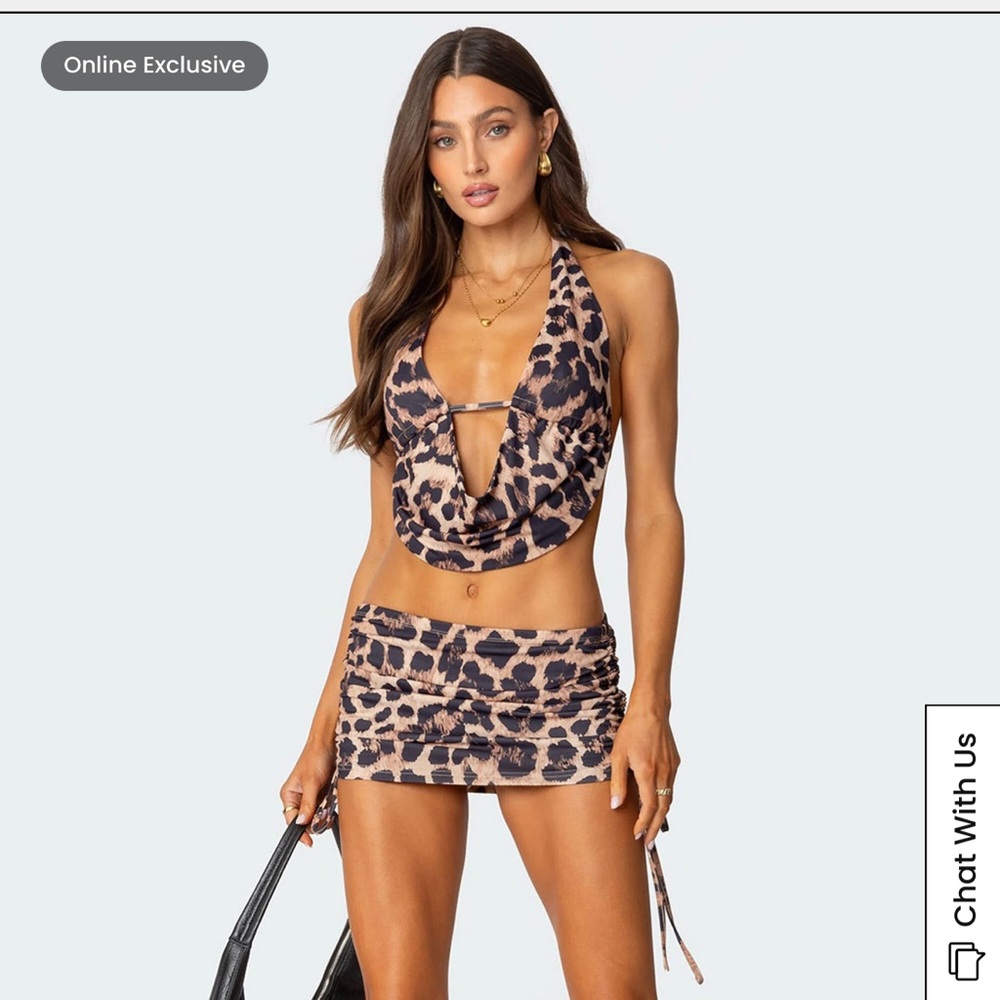 Edikted Zena Leopard Backless Top - Picture 2 of 7
